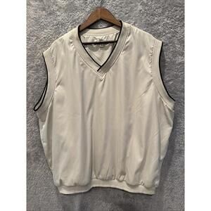 Snake Eyes Windwear  Men's V Neck Windvest  Sz XXL Golf Beige Light Tan Pockets